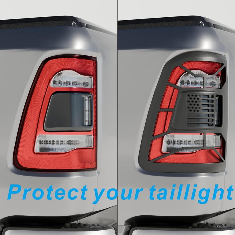 NARPES -Tail Light Lamp Guard Cover Protector for Dodge RAM 1500 2019-2023 Accessories Taillight Shell Frame Shield ABS Material Black RAM 1500 Limited Laramie Rebel Long Horn - Image 4